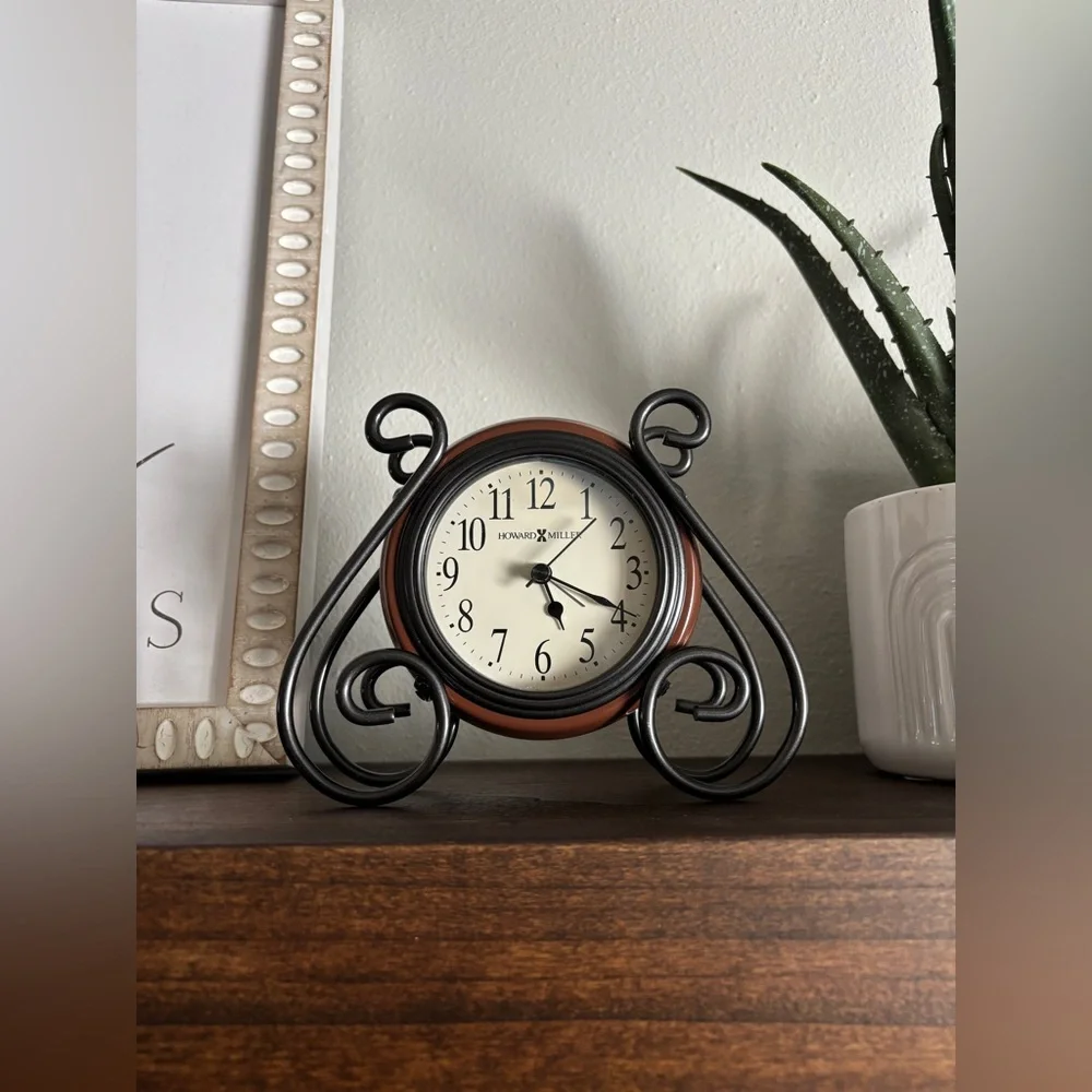 Vintage Howard Miller 645636 Diane Metal and Wood Alarm Clock